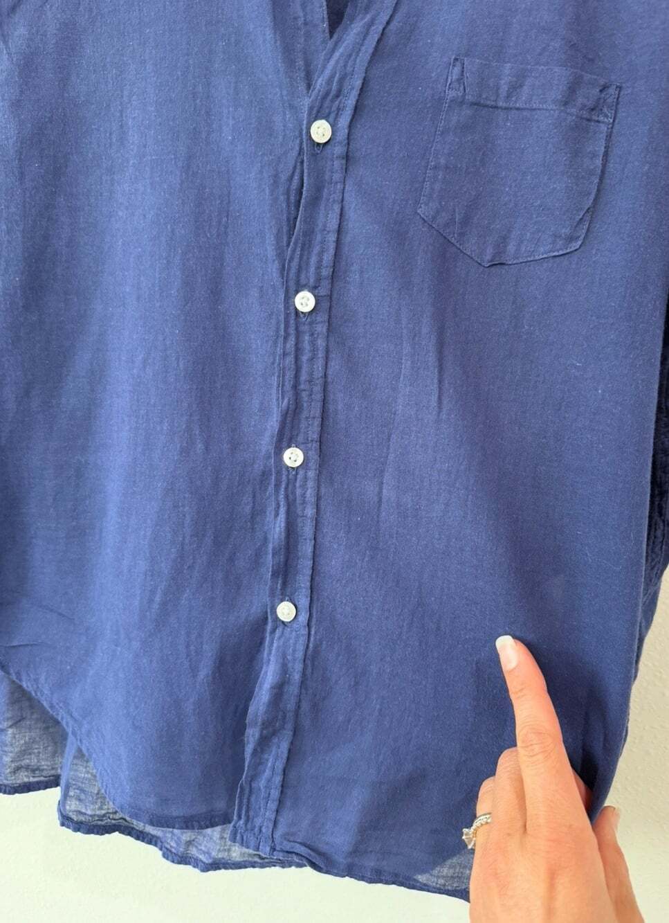 Frank & Eileen Blue Button Up Front Shirt XS Small Cotton Womens Long Sleeve T - Picture 2 of 5